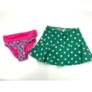 Justice Girls Green/Pink Bundle Floral swimsuit Bottoms  Polka Dot skirt 10 lot